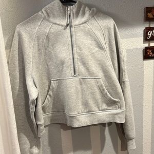 M/L oversized scuba , half zipped hoodie . Light grey